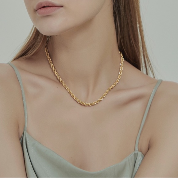 Vintage Gold Plated French Rope Chain Necklace - Picture 3 of 9